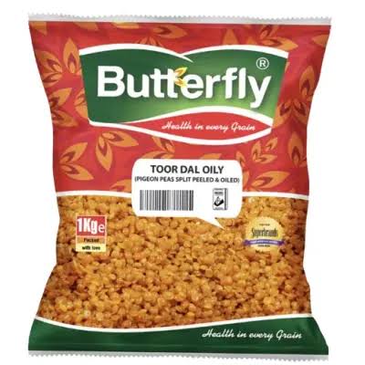 BUTTERFLY TOOR DAL OILY(PEELED AND OILED) 1KG