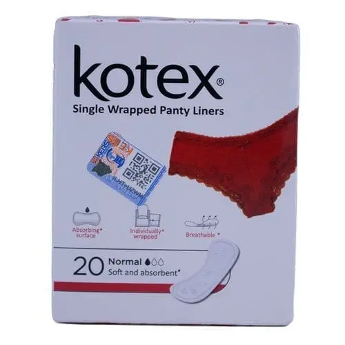 KOTEX PANTY LINERS NORMAL 20'S WRAPPED