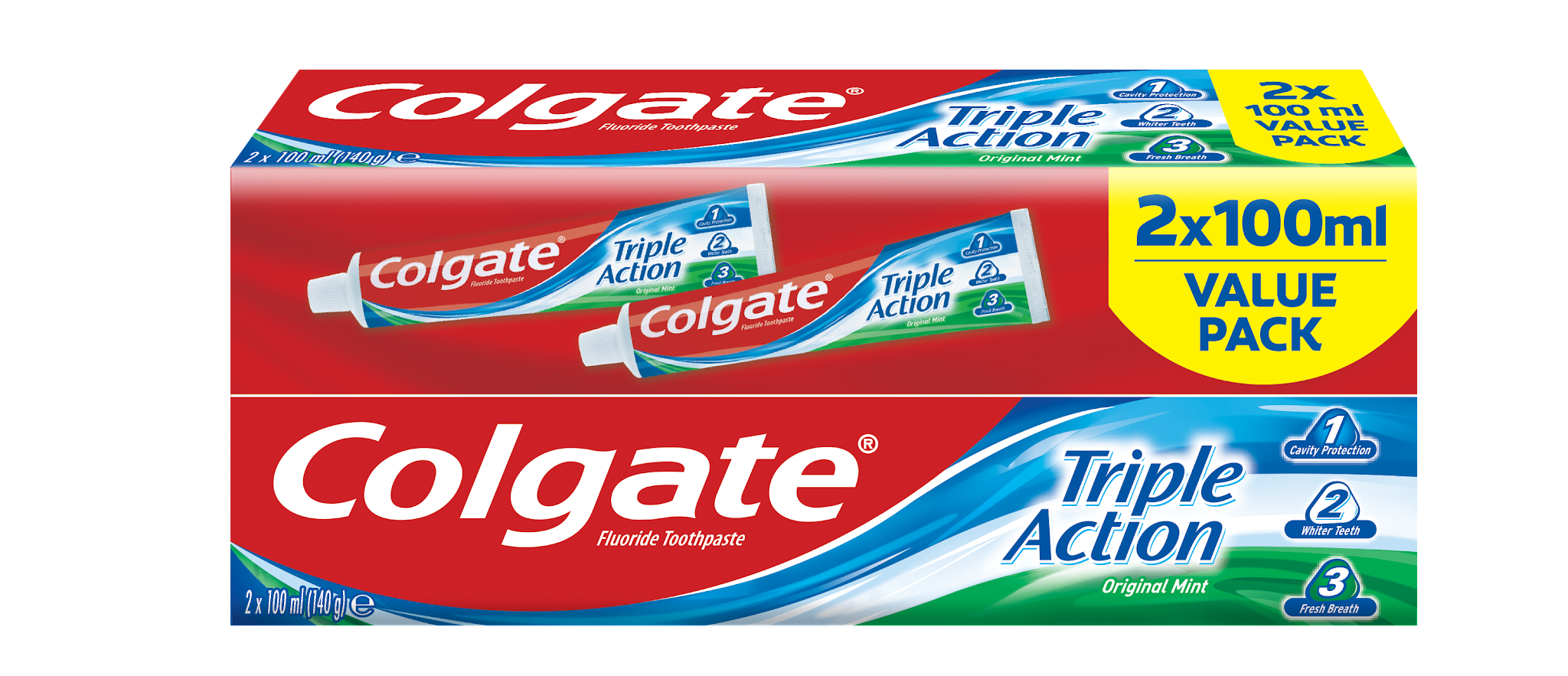 COLGATE TRIPLE ACTION TOOTHPASTE VALUE PACK 2*140GM