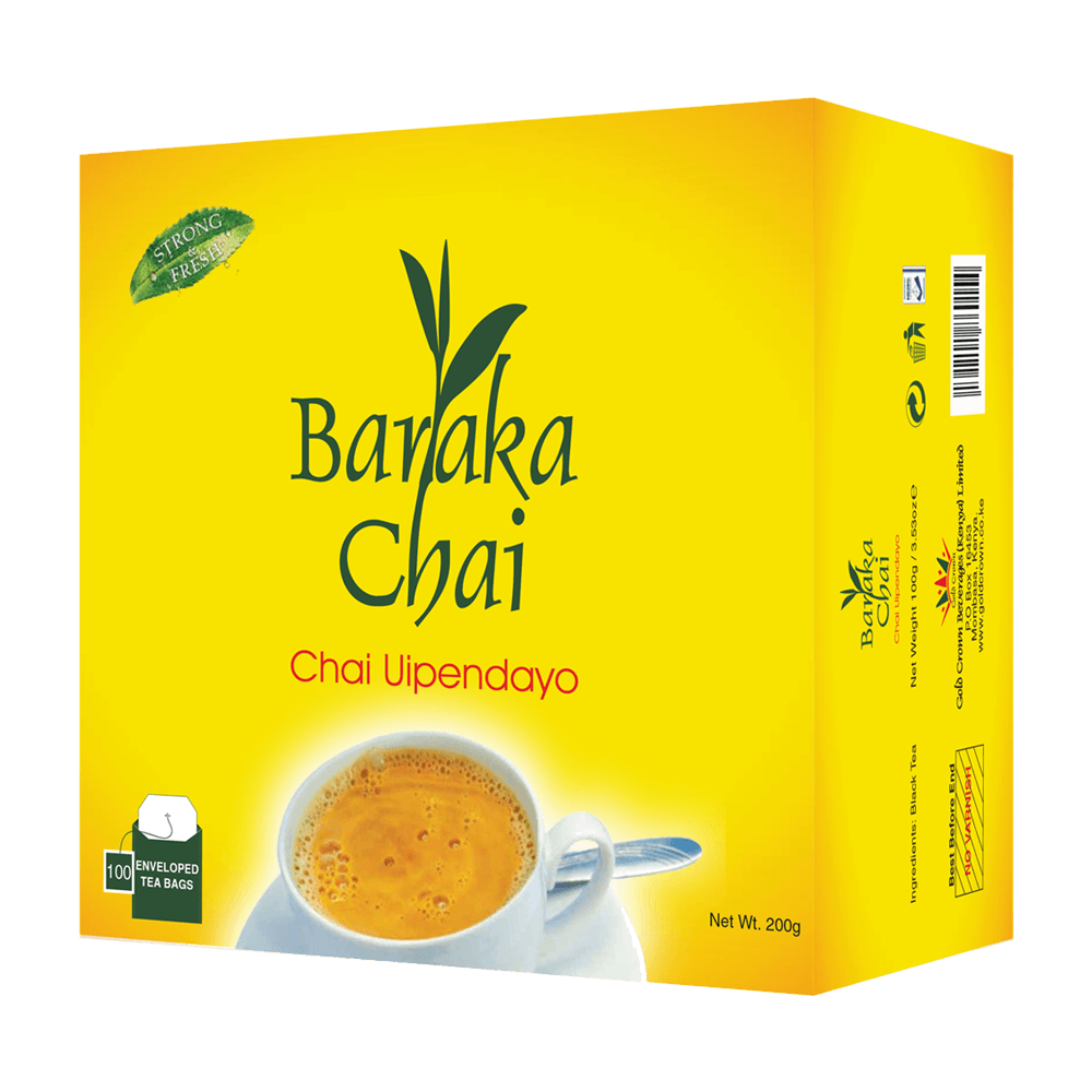 BARAKA CHAI CATERING TEA BAGS TAGLESS 100'S*2GM