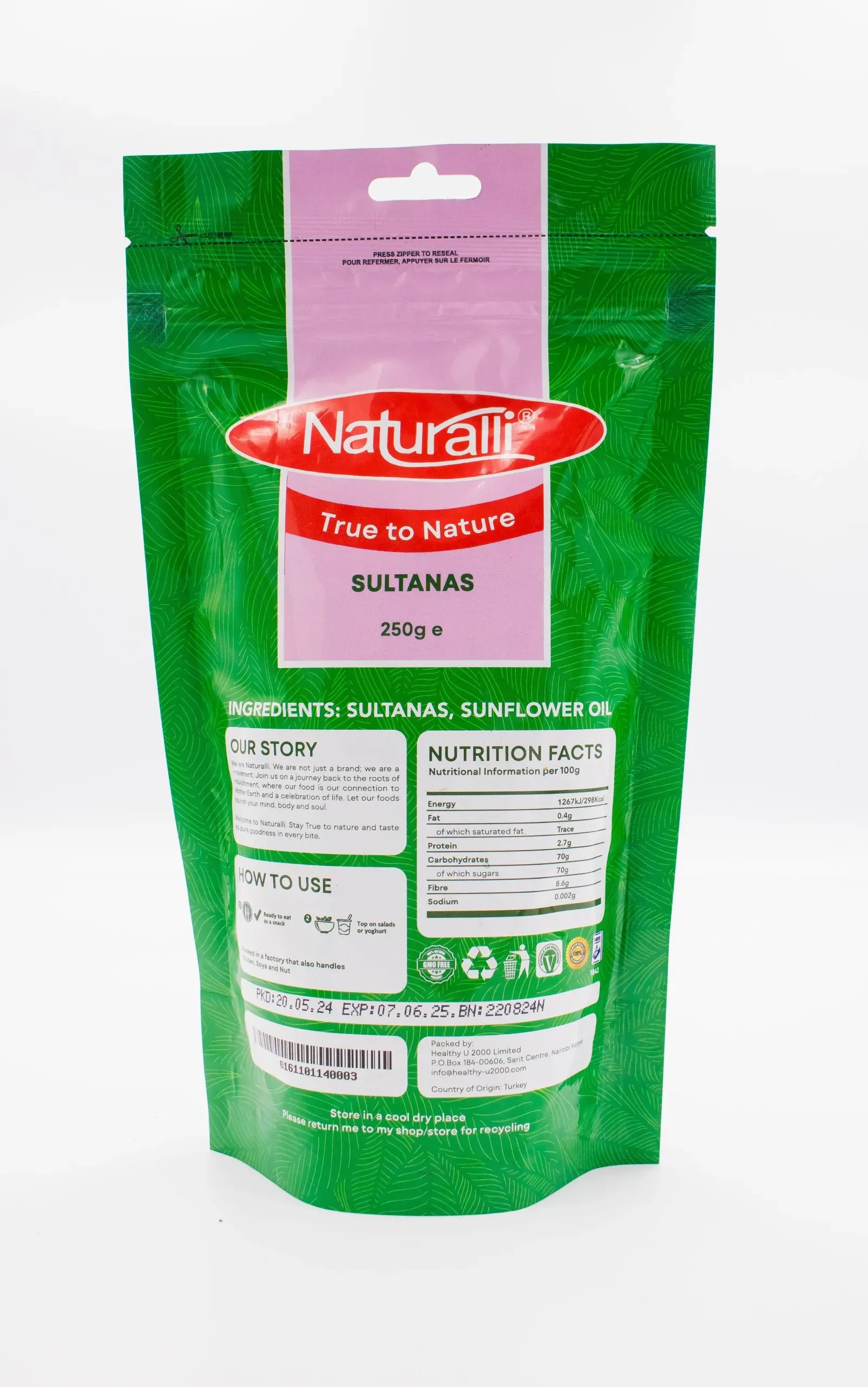 NATURALLI SULTANAS 250GM