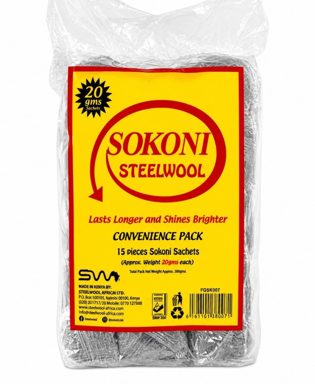SOKONI STEEL WOOL CONVENIENCE PACK 15PK*20GM
