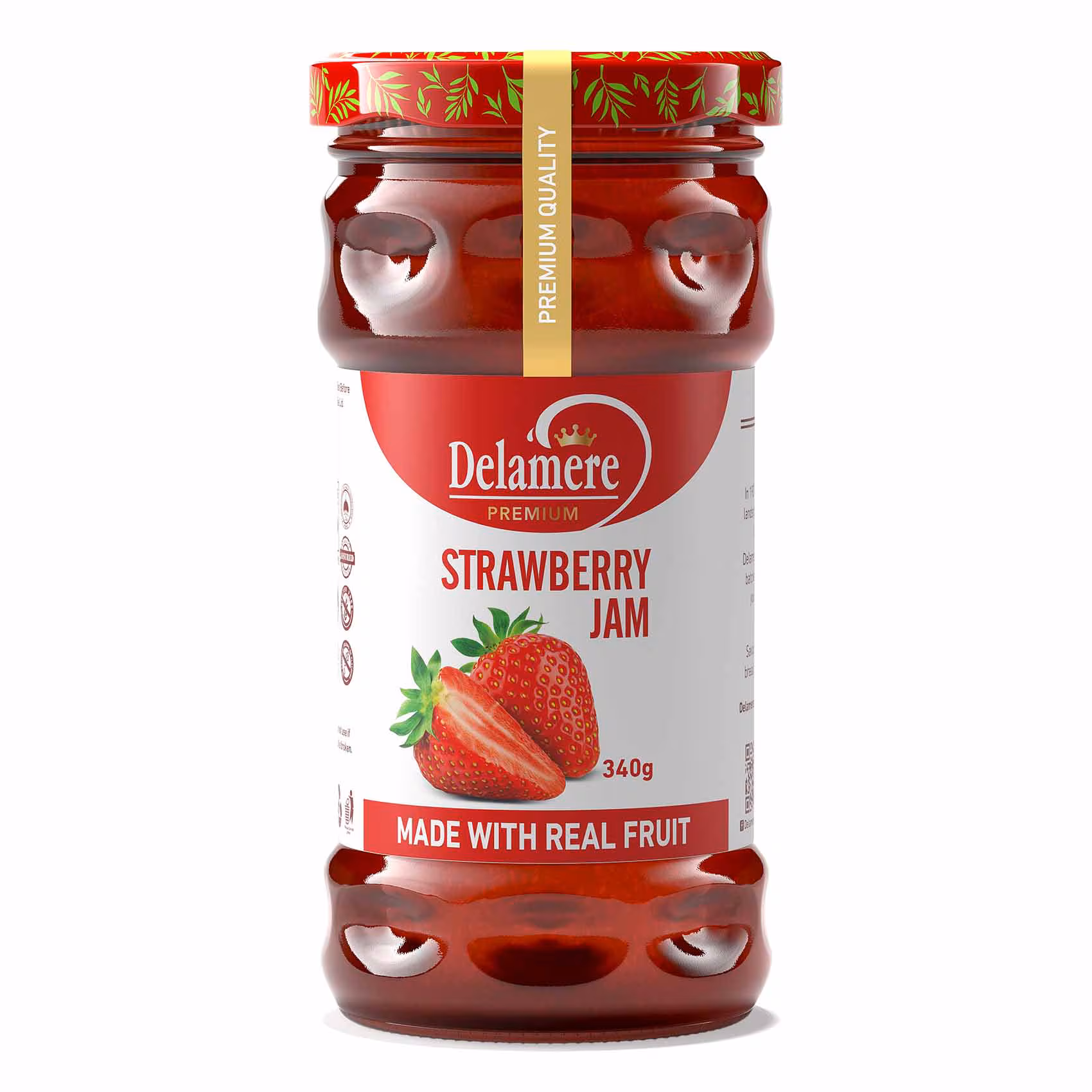 DELAMERE STRAWBERRY FRUIT JAM JAR 340GM