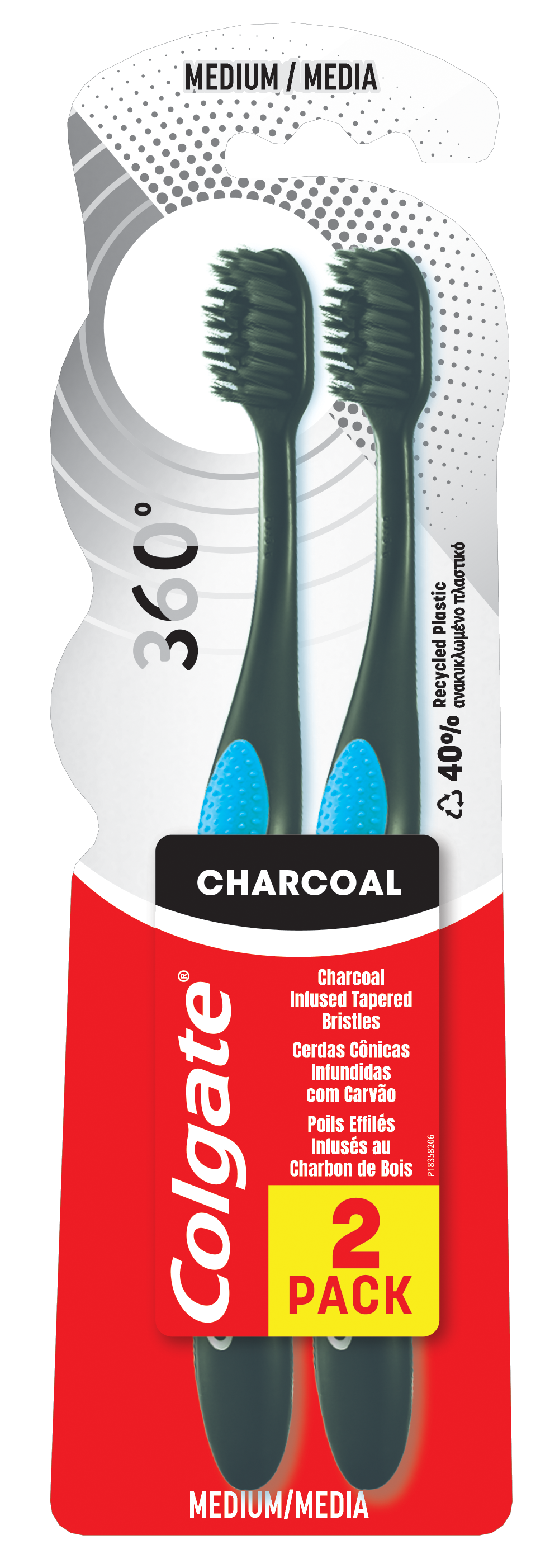 COLGATE 360° CHARCOAL TOOTHBRUSH TWIN PACK