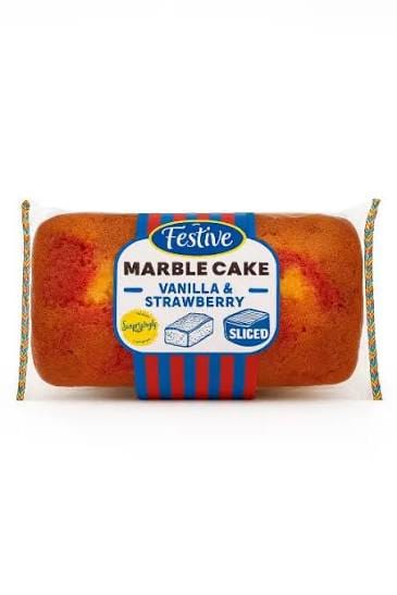 FESTIVE POUND MARBLE VANILLA-STRAWBERRY SLICE 400G