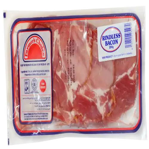 RINDLESS BACON 200GM