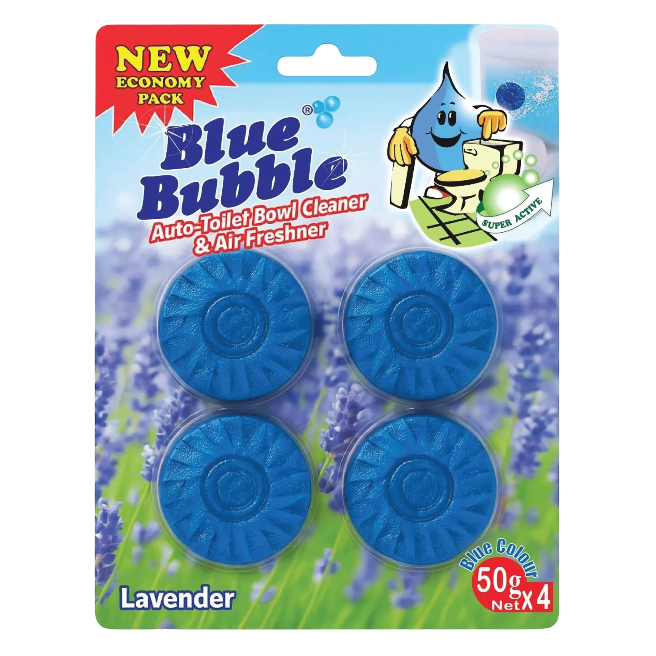 BLUE BUBBLE TOILET BLOCK LAVENDER 4*50GM