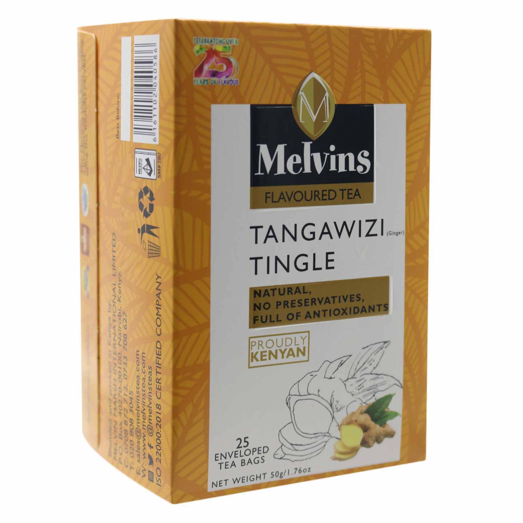 MELVINS TANGAWIZI (GINGER) TEA-BAGS 25'S