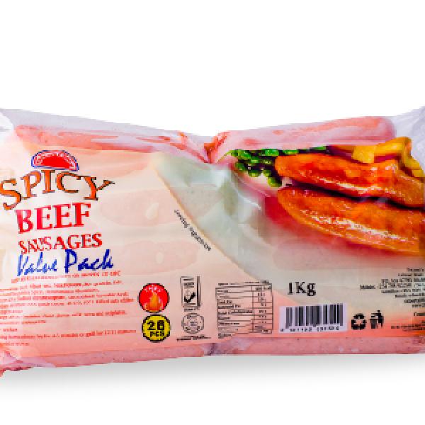 Spicy Beef Sausages V/P 1Kg