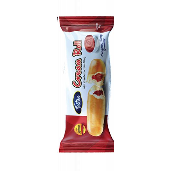 Festive Cream Roll+Strawberry 70Gm