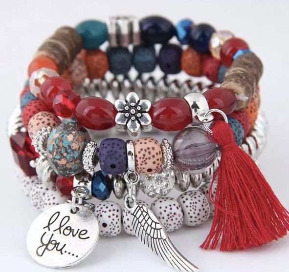 Boho Charm & Tassel Bracelet Stack