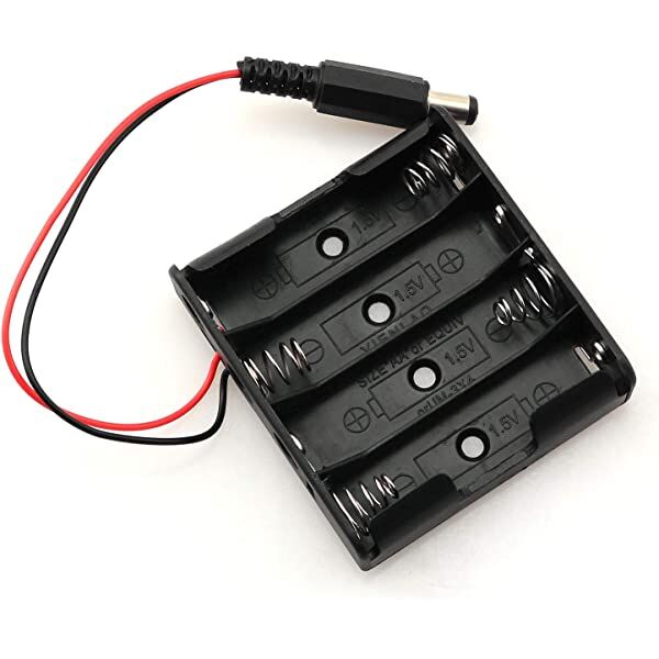 Four 4 AA Battery holder with DC jack