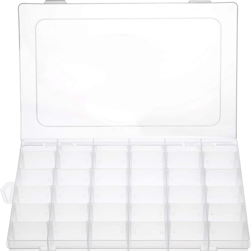 24 COMPARTMENT SLOT PLASTIC STORAGE BOX, 24 GRIDS PLASTIC JEWELRY TOOL BOX STORAGE CONTAINER, ELECTRONIC COMPONENTS JEWELRY STORAGE BOX CASE