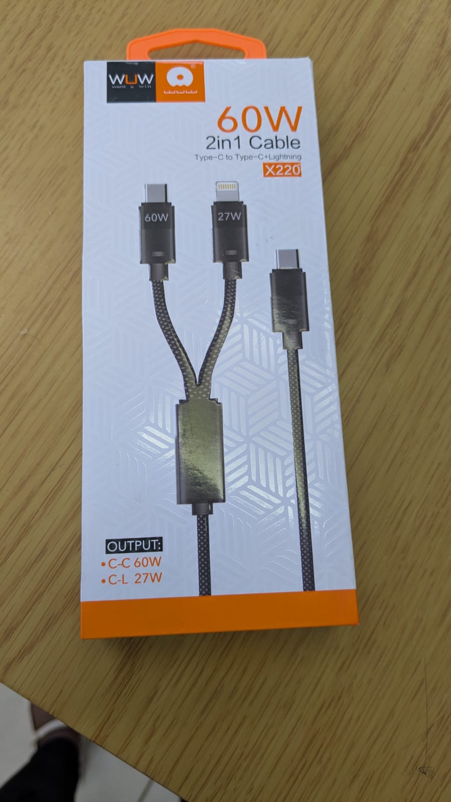 WUW 2 in 1 cable 60W 