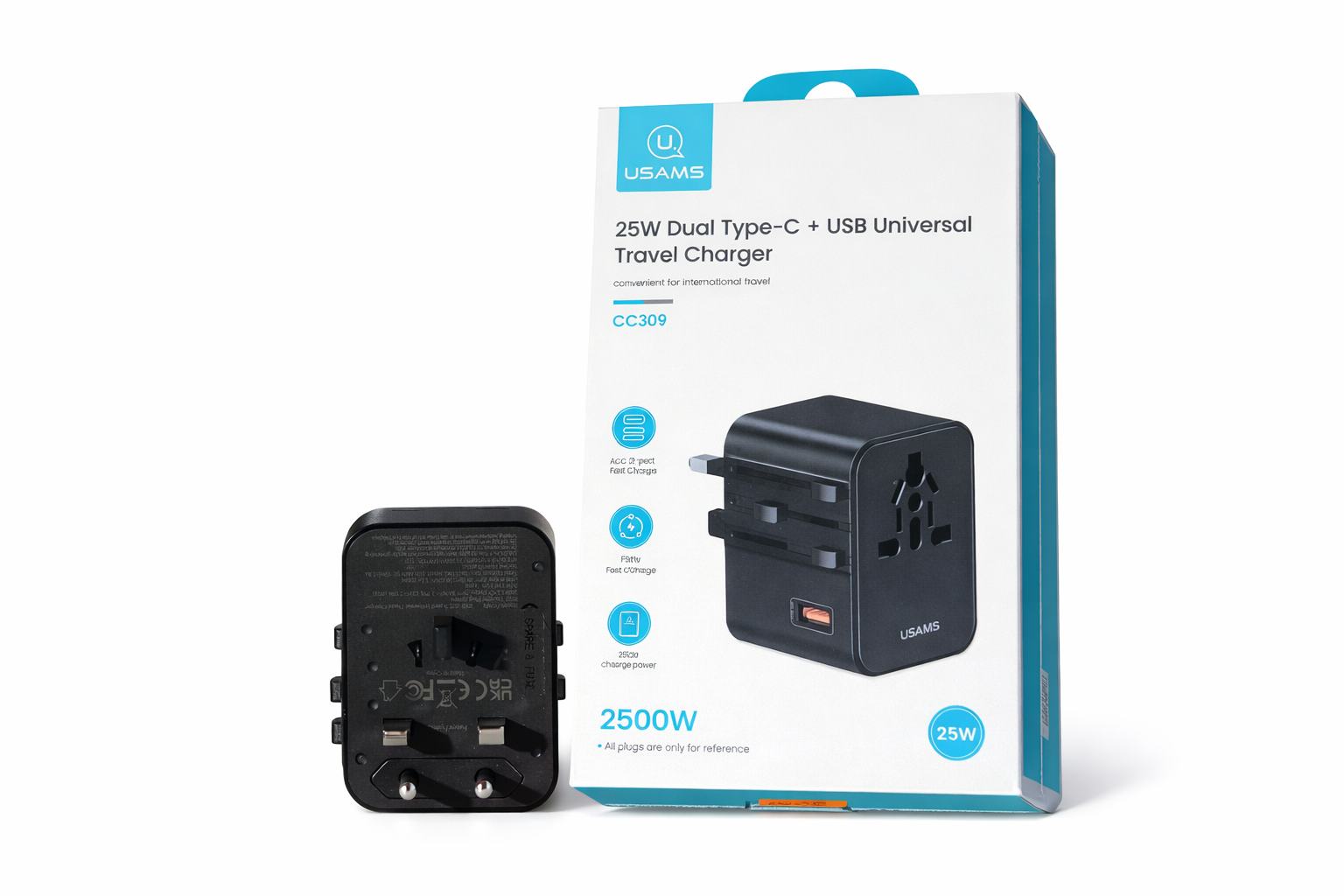   25W Dual Type -C + USB Universal Travel Charger