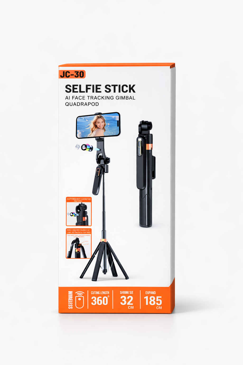 Selfie Stick AI face Tracking Gimbal Quadrapod