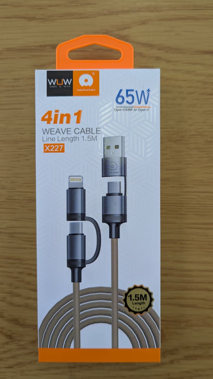 WUW 4 in 1 65W Weave cable 1.5m