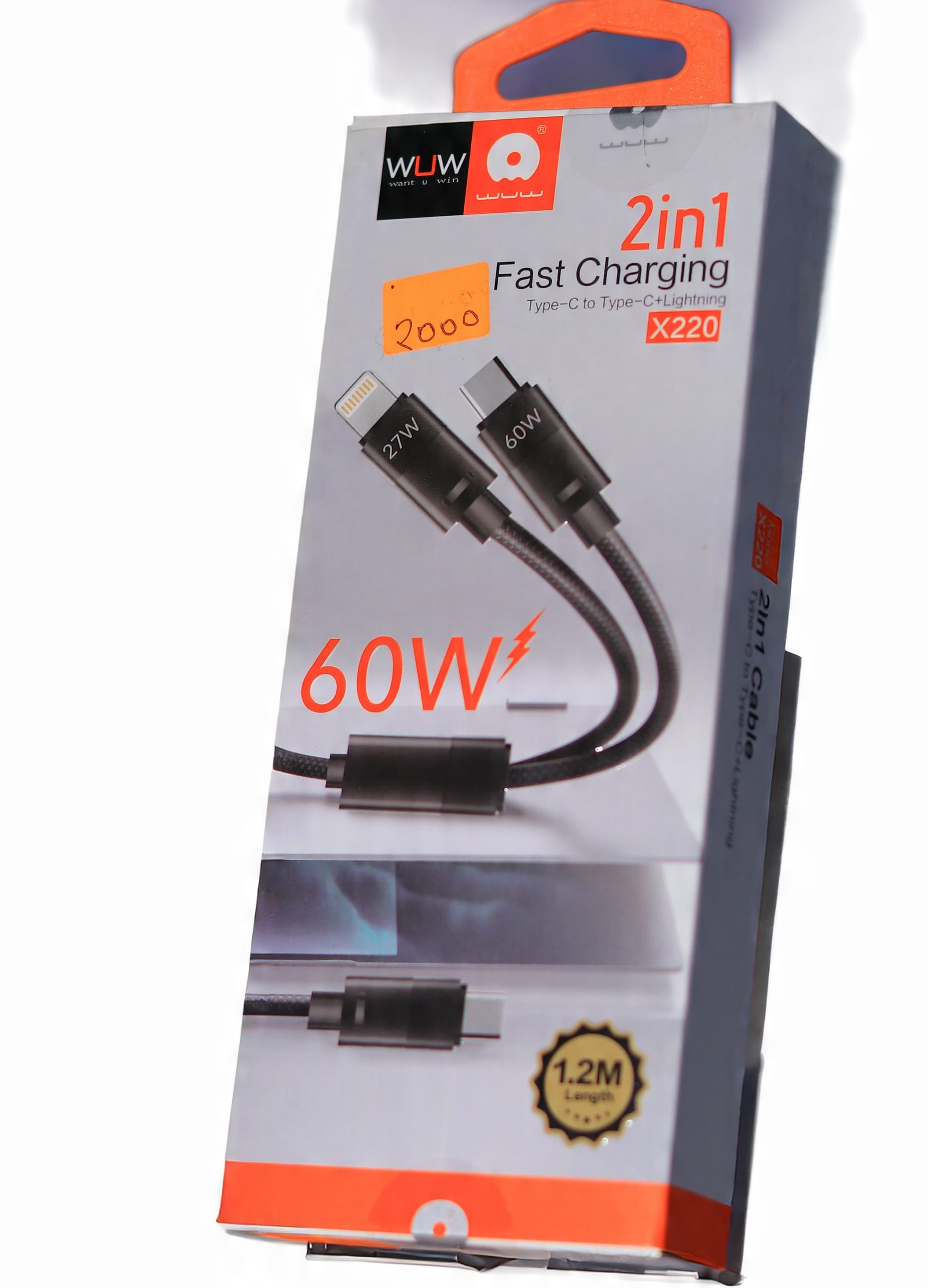 WUW 2 in 1 cable 60W 