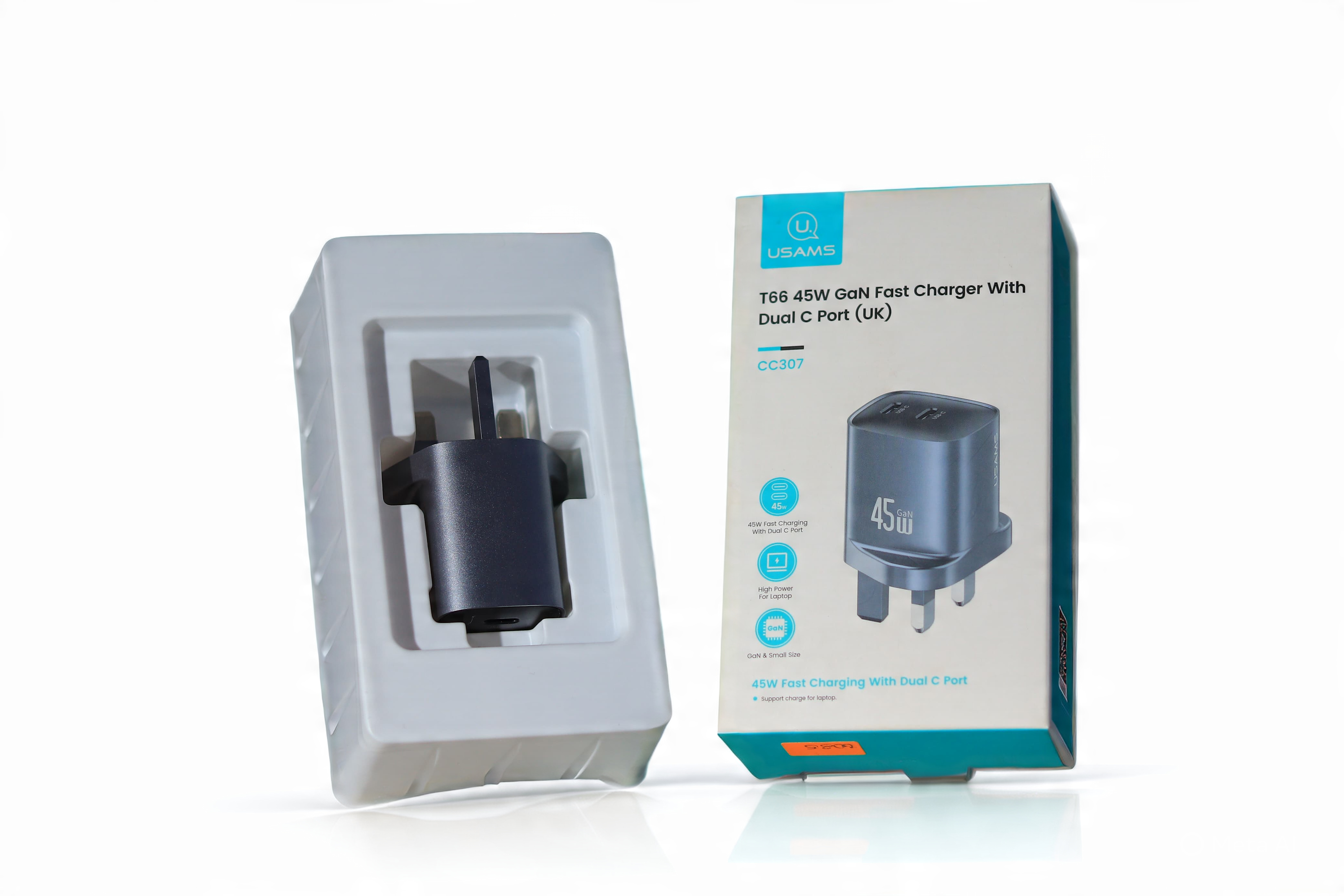 45W GAN Fast Charger with Dual C ports UK
