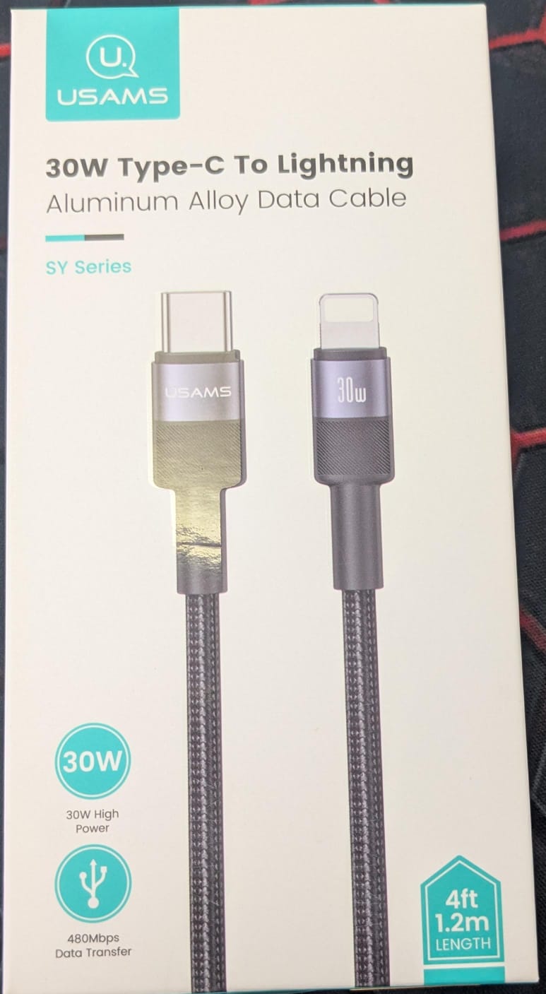  30W Type-c  to lighting Alluminium Alloy Data Cable 